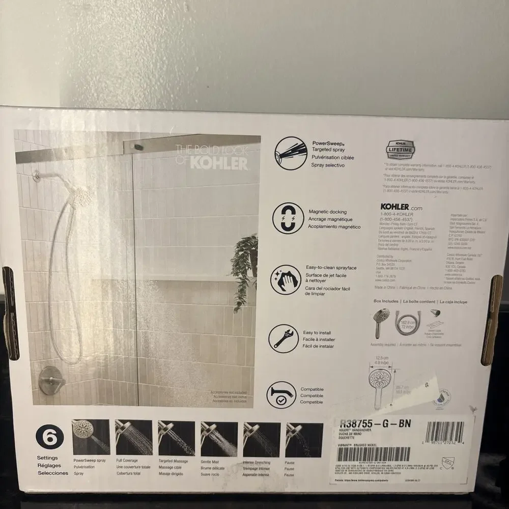 Kohler Assert Multifunction Hand Shower Head Wand Brush Nickel R38755-G-BN G6B1